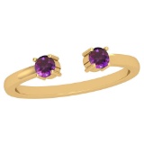 0.50 Ctw Amethyst Style Prong 14K Yellow Gold Entrity Ring