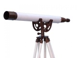 Floor Standing Antique Copper With White Leather Anchormaster Telescope 50in.