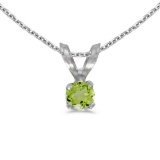 Certified 14k White Gold Round Peridot Pendant