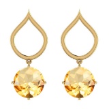 Certified 6.00 Ctw Citrine 14K Yellow Gold Earrings