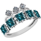2.50 Ctw I1/I2 Treated Fancy Blue And White Diamond Platinum Ring