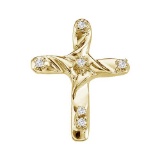 Certified 14K Yellow Gold Diamond Cross Pendant