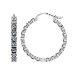 11.20 Ctw I2/I3 Diamond 10k White Gold Hoop Earrings