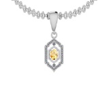 Certified 1.05 Ctw I2/I3 Citrine And Diamond 14K White Gold Pendant