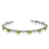 Certified 14K White Gold Oval Peridot and Diamond Bracelet 4.51 CTW