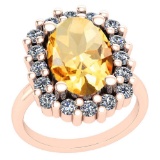 5.08 Ctw I2/I3 Citrine And Diamond 10K Rose Gold Vintage Style Ring