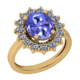 3.28 Ctw VS/SI1 Tanzanite And Diamond 14K Yellow Gold Vintage Style Ring