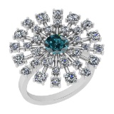 2.50 Ctw I2/I3 Treated Fancy Blue And White Diamond 14K White Gold Vintage Style Engagement Ring
