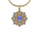 2.41 Ctw VS/SI1 Tanzanite And Diamond 14K Yellow Gold Vintage Style Pendant