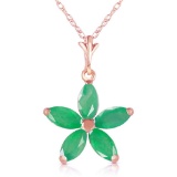 14K Solid Rose Gold Necklace with Natural Emeralds