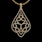 1.03 Ctw I2/I3 Diamond 10K Yellow Gold Victorian Style Pendant