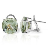 7.2 Carat 14K Solid White Gold French Clips Earrings Green Amethyst