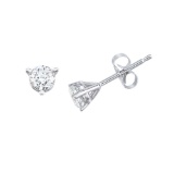 Certified 14K White Gold .40 Ct Diamond Martini Setting Stud Earrings