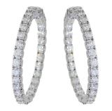 Certified 14k White Gold Secure Lock In Out 34 mm Hoops