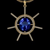 6.31 Ctw VS/SI1 Tanzanite And Diamond 10K Yellow Gold Vintage Style Pendant