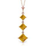 2.4 CTW 14K Solid Rose Gold Waterdrops Citrine Necklace