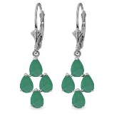 4.5 Carat 14K Solid White Gold Gazelle Emerald Earrings