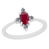 0.60 Ctw Ruby And Diamond SI2/I1 14K White Gold Vintage Style Ring
