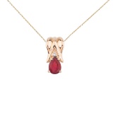 Certified 14k Yellow Gold Ruby Pear Pendant with Diamonds