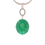 4.05 Ctw Emerald And Diamond I2/I3 14K Rose Gold Pendant