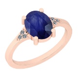 1.33 Ctw I2/I3 Blue Sapphire And Diamond 14K Rose Gold Ring