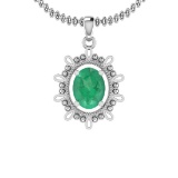 2.00 Ctw Emerald 14K White Gold Necklace