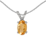 Certified 14k White Gold Oval Citrine Pendant