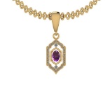 Certified 1.04 Ctw I2/I3 Amethyst And Diamond 14K Yellow Gold Pendant