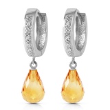 4.54 CTW 14K Solid White Gold Epitome Of Elegance Citrine Diamond Earrings