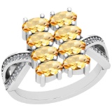 2.21 Ctw Citrine And Diamond I2/I3 14K White Gold Ring