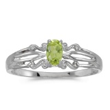 Certified 14k White Gold Oval Peridot Ring