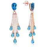 15.5 Carat 14K Solid Rose Gold Chandelier Earrings Briolette Blue Topaz