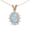 Certified 14k Yellow Gold Oval Aquamarine And Diamond Pendant