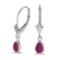 Certified 14k White Gold Pear Ruby Bezel Lever-back Earrings