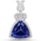 36.73 Carat Genuine Tanzanite and White Diamond 18K White Gold Pendant