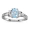 Certified 10k White Gold Oval Aquamarine And Diamond Ring