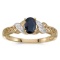 Certified 10k Yellow Gold Oval Sapphire And Diamond Ring 0.4 CTW