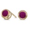 Certified 14k Yellow Gold Round Ruby Bezel Stud Earrings