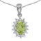 Certified 14k White Gold Oval Peridot And Diamond Pendant