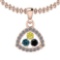 0.31 Ctw Treated Fancy Black ,Yellow,Blue Diamond And White Diamond SI2/I1 14K Rose Gold Pendant