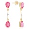 7.01 CTW 14K Solid Gold Diamond Pink Topaz Dangling Earrings