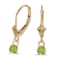 Certified 14k Yellow Gold 5mm Round Genuine Peridot Lever-back Earrings