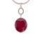 4.05 Ctw Ruby And Diamond SI2/I1 14K Rose Gold Pendant