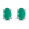 Certified 14k White Gold Oval Emerald Earrings 0.62 CTW