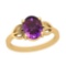 Certified 0.75 Ctw Amethyst 14K Yellow Gold Solitaire Ring