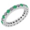 2.30 Ctw SI2/I1 Emerald And Diamond 14k White Gold Band Ring