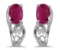 Certified 14k White Gold Oval Ruby And Diamond Earrings