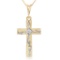 0.05 CTW 14K Solid Gold Cross Necklace Natural Diamond