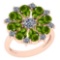 4.96 Ctw I2/I3 Peridot And Diamond 10k Rose Gold Vintage Style Ring