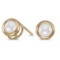 Certified 14k Yellow Gold Pearl Bezel Stud Earrings